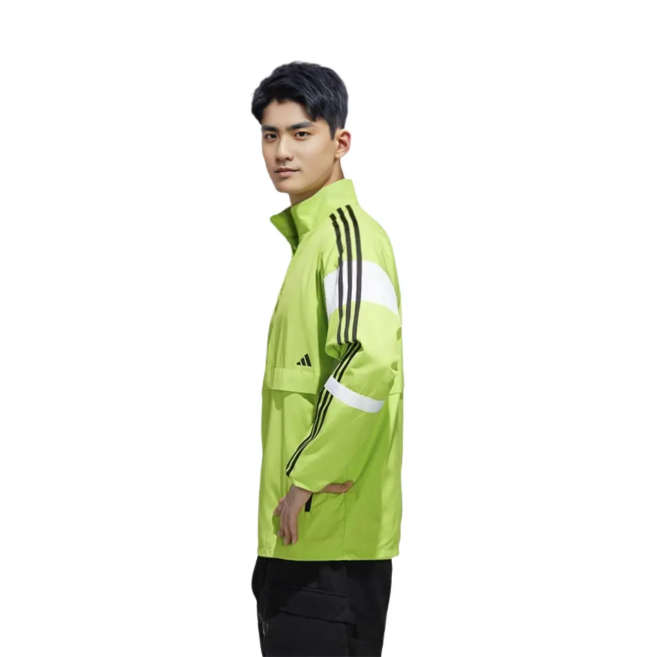 Куртка Adidas stand collar woven colorblock jacket fluorescent, зеленый — фото 4