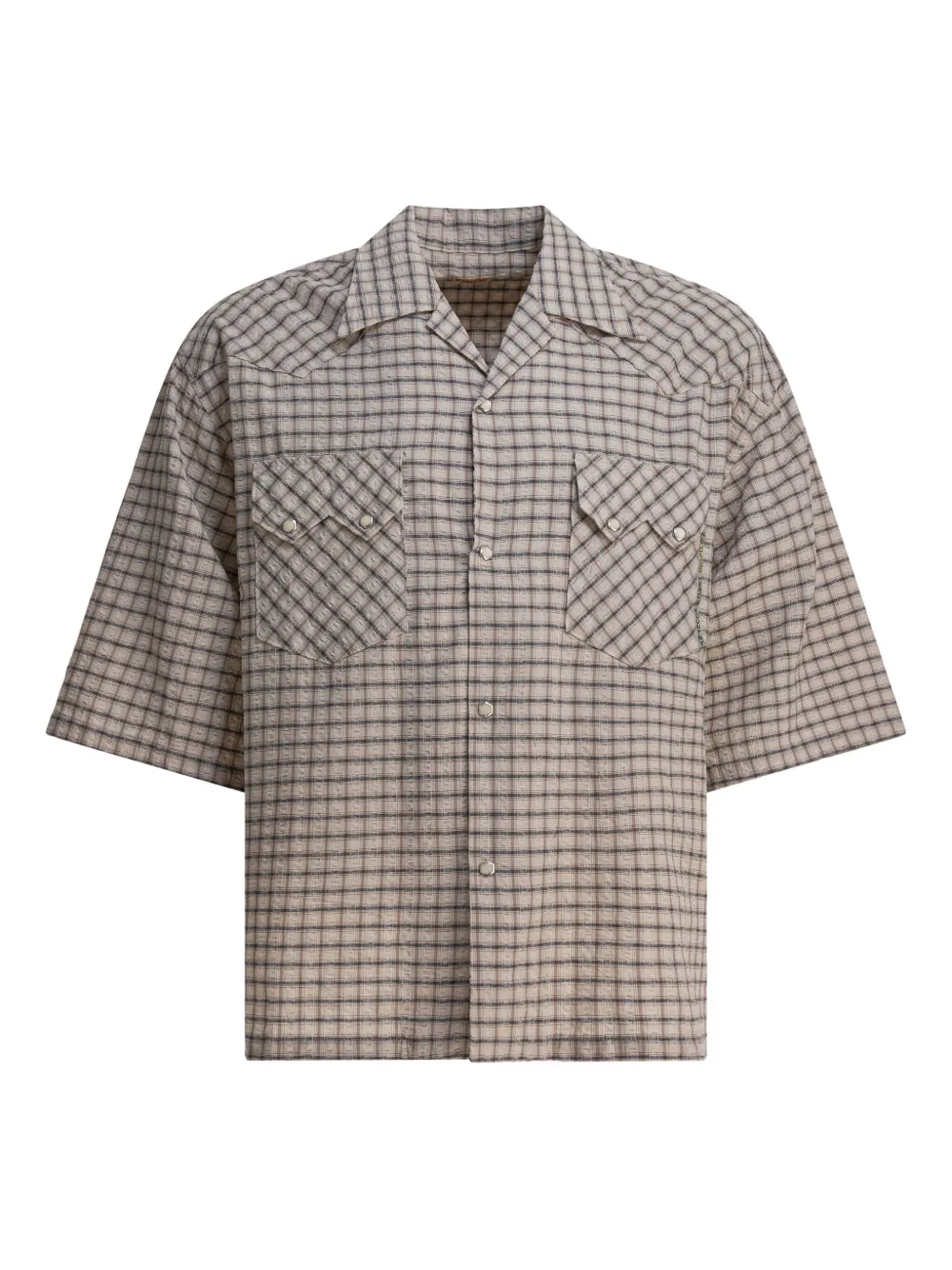 

Рубашка с короткими рукавами в клетку KAPITAL, серый