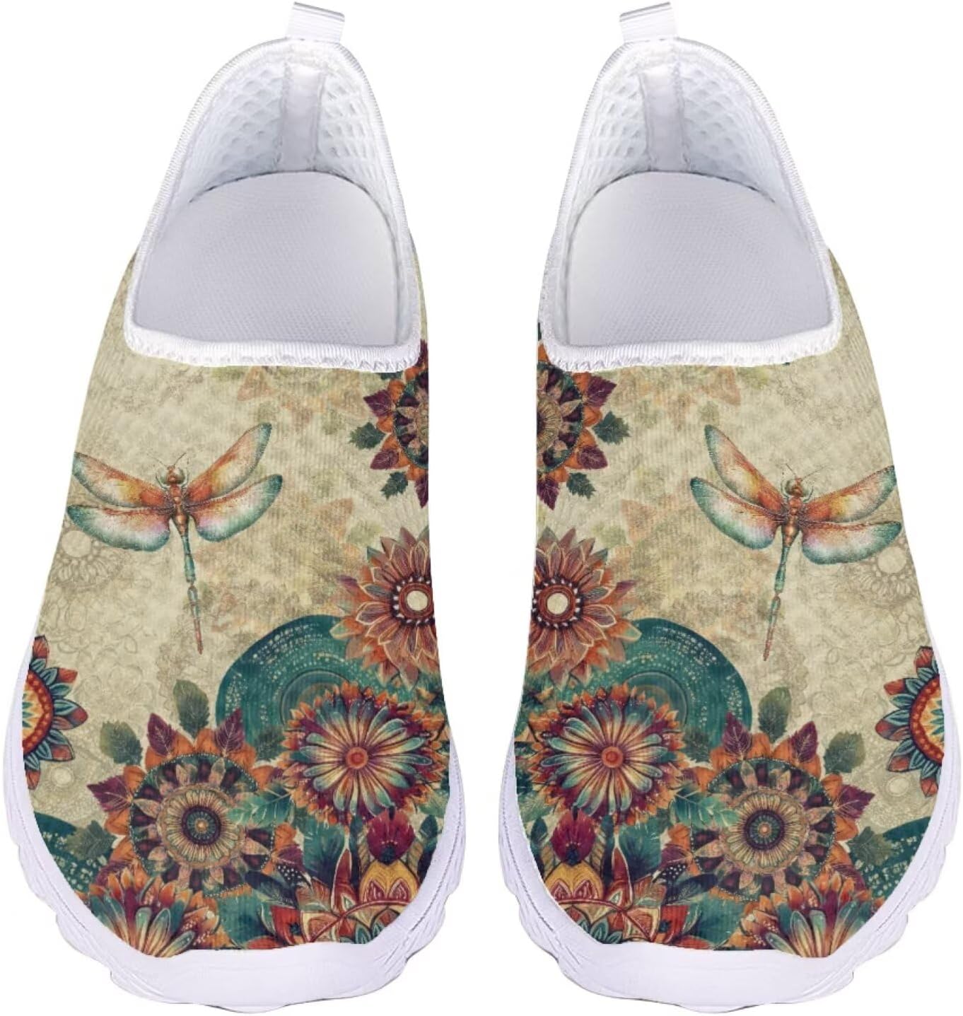 

Кроссовки для ходьбы для женщин и мужчин, спортивные кроссовки, плоская сетчатая обувь, дышащие кроссовки Xixirimido, Boho Mandala Dragonfly