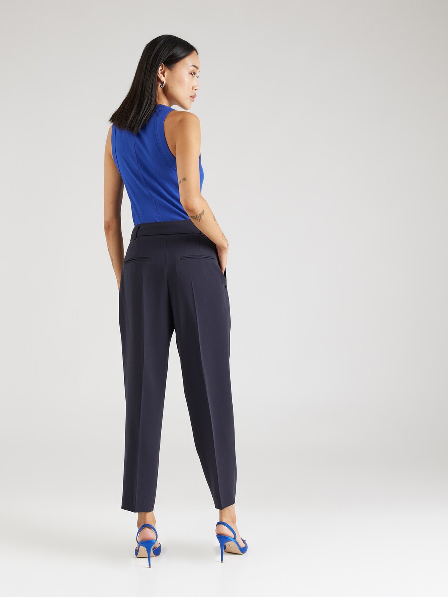 Брюки со складками спереди BOSS Tapered Pleat-Front Pants Tapiah, темно-синий — фото 4