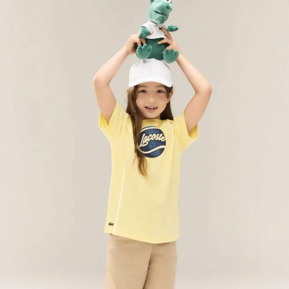 Детская футболка с графическим принтом белая от Lacoste