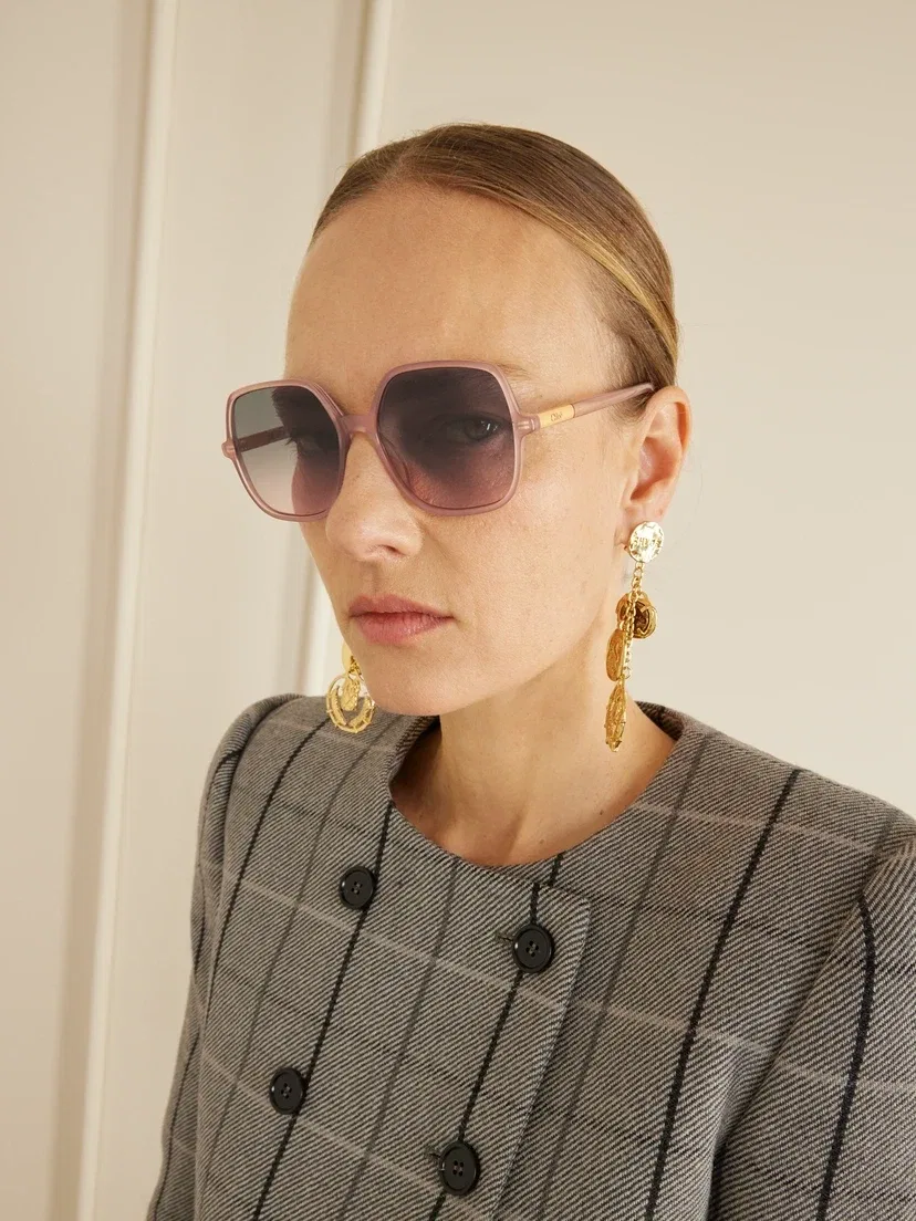 Круглые ацетатные солнцезащитные очки Judy Chloé Eyewear, розовый — фото 2