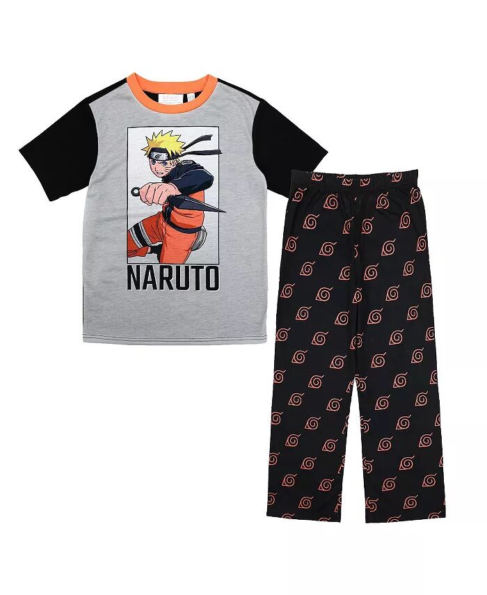 

Пижамный комплект для мальчиков Shippuden Hidden Leaf Youth, штаны и рубашка Naruto, черный