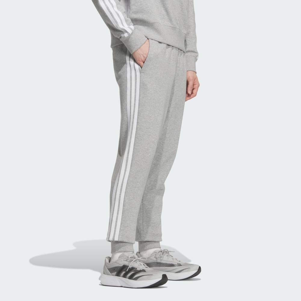 Брюки Essentials Plus Regular Fit с тремя полосками, из французского махрового трикотажа, с манжетами. Adidas, gray