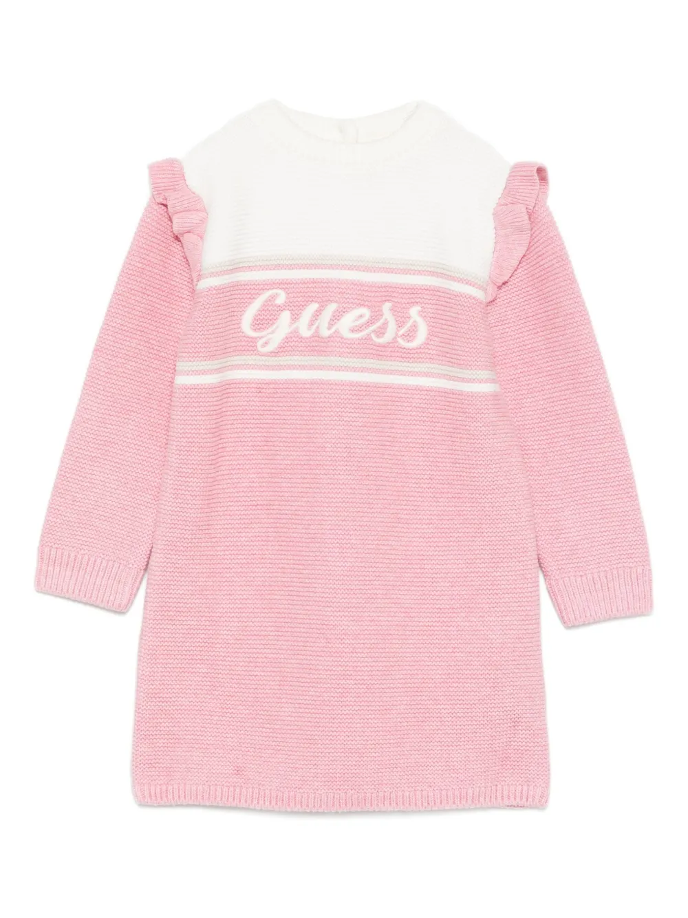 

Трикотажное платье с оборками и логотипом Guess Kids, розовый