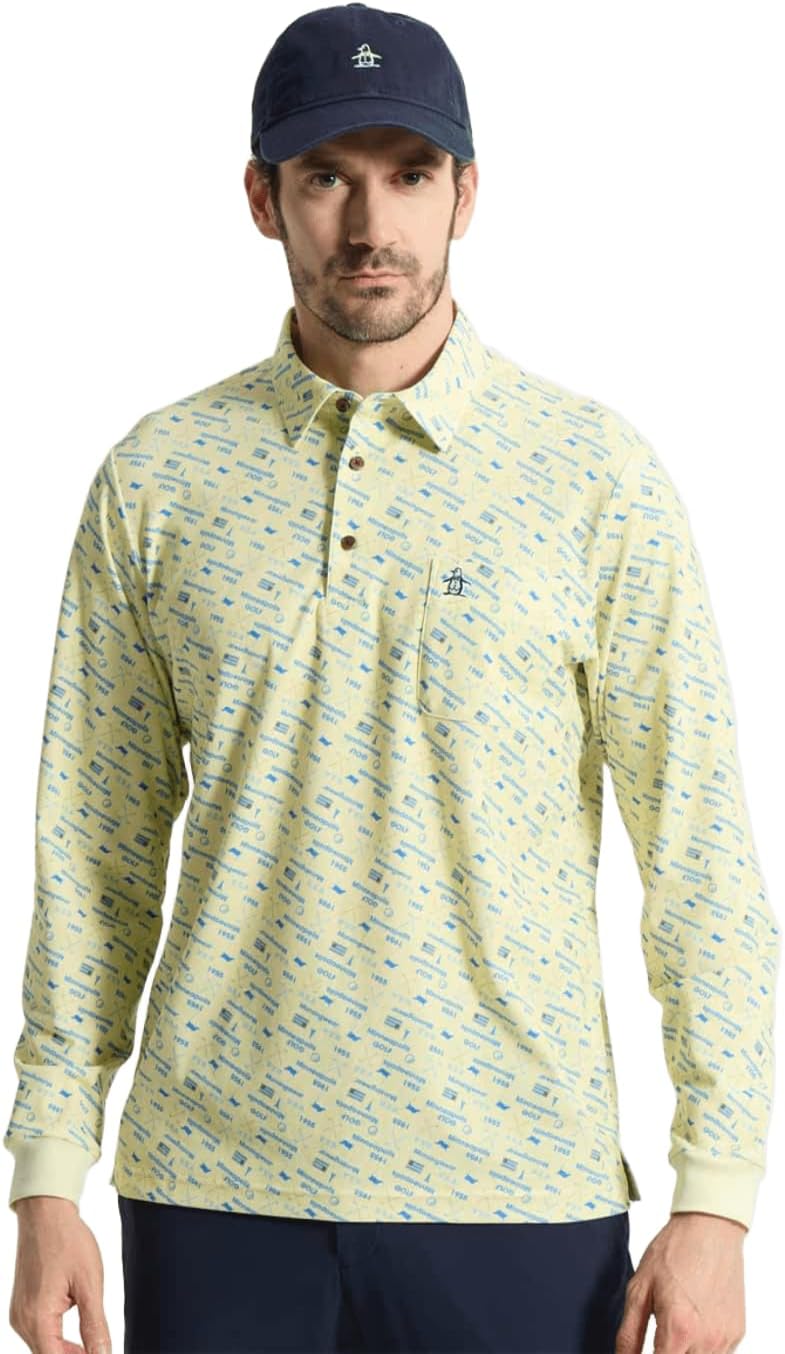 

Футболка-поло с длинными рукавами и графическим принтом с логотипом SUNSCREEN Munsingwear, желтый