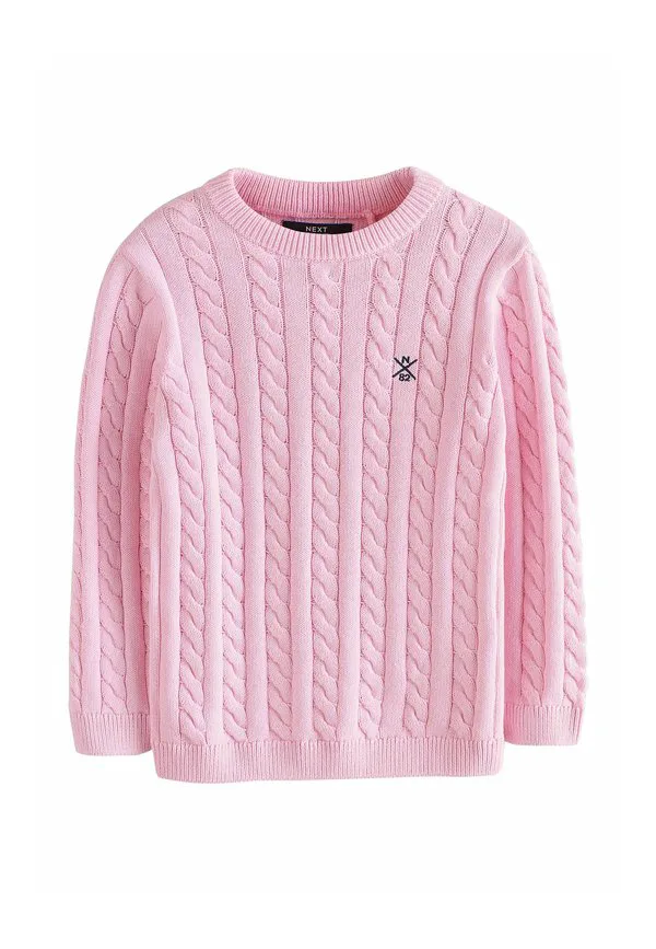 Джемпер с круглым вырезом и косами стандартного кроя Next, Pink — фото 4