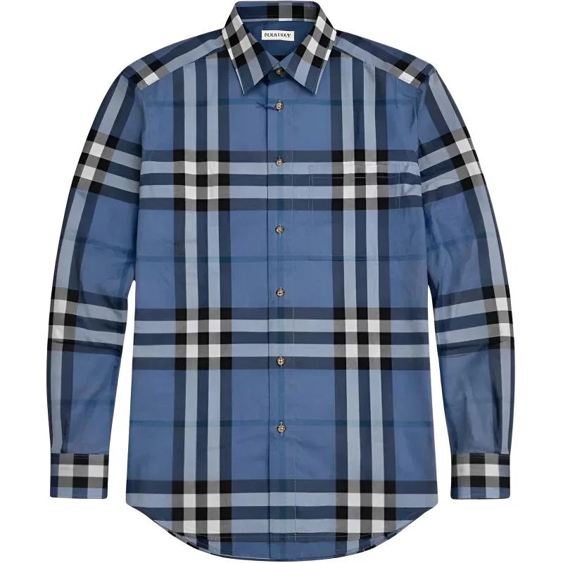 Рубашка Burberry с отложным воротником, мужская, синий