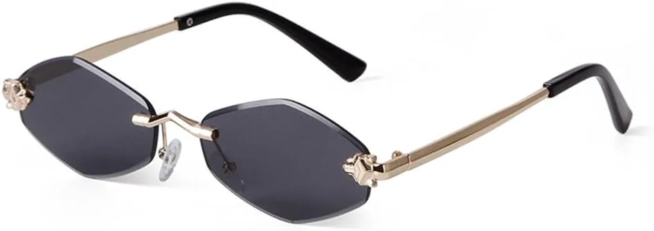 

Модные солнцезащитные очки без оправы с заклепками для женщин, роскошные солнцезащитные очки для мужчин, без оправы с тонкими металлическими дужками generic, C1