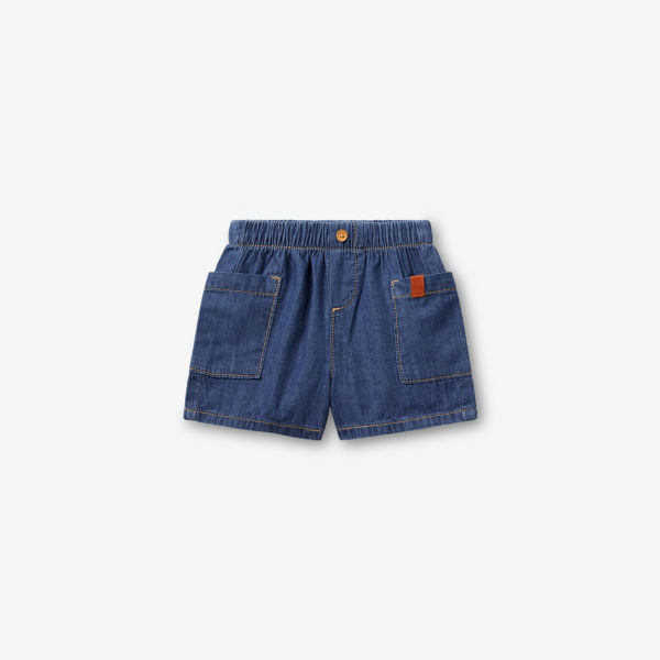 

Шорты джинсовые Brand-Patch из ткани шамбре 0-18 месяцев Benetton, синий