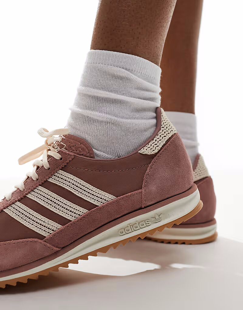 Кроссовки Adidas Originals SL 72 OG в светло-коричневом и кремовом цветах, связанные крючком — фото 4
