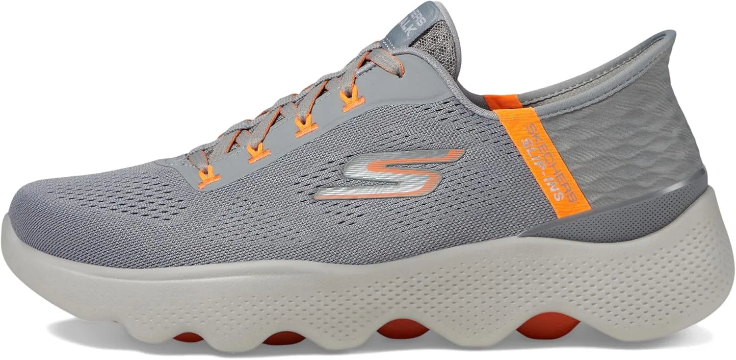 Мужские кроссовки Skechers Hands-Free Go Walk Massage Fit Swedish, Grey-Orange — фото 4