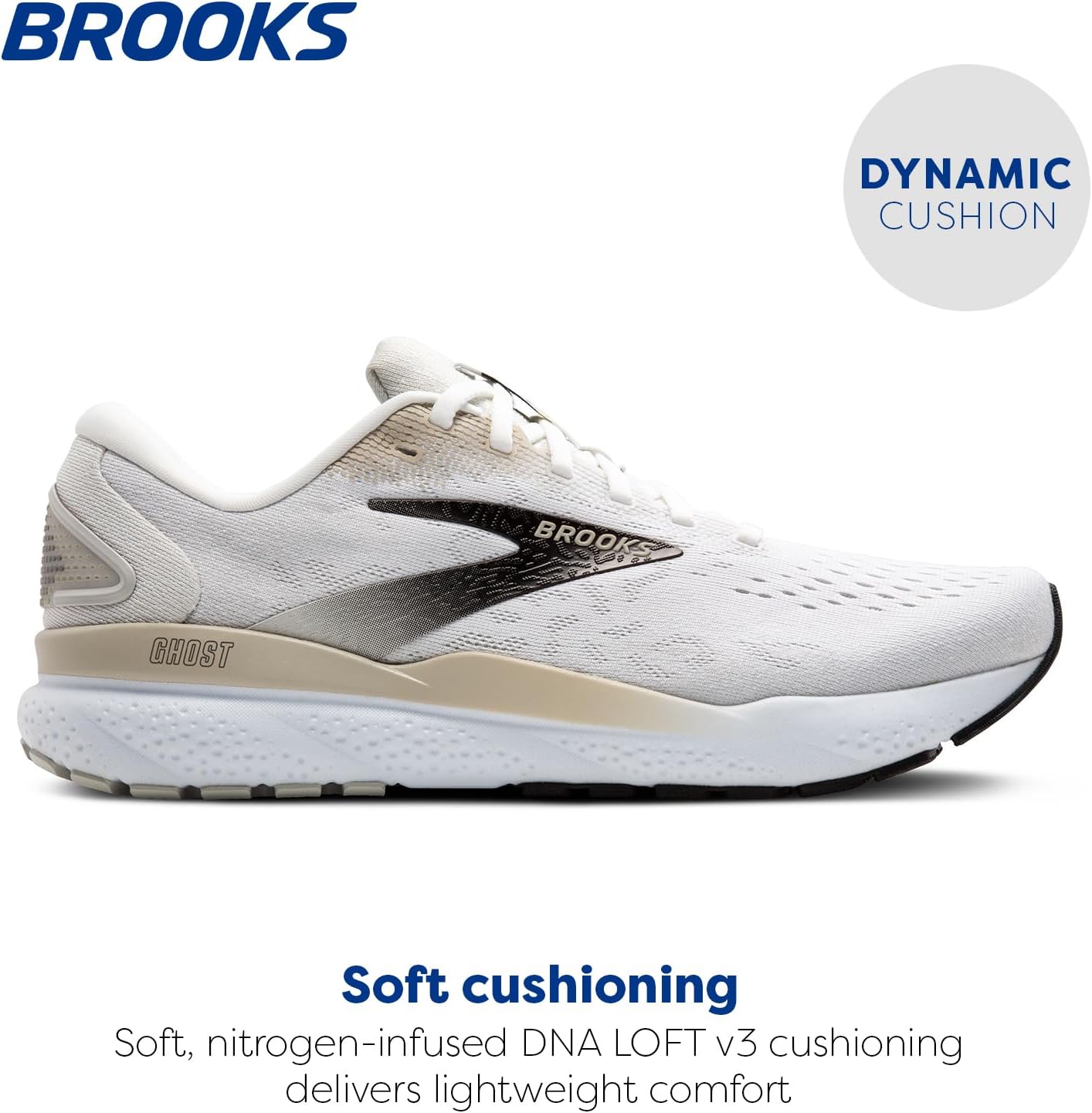 Мужские нейтральные беговые кроссовки Brooks Ghost 16, белый/розовый/кремовый — фото 2