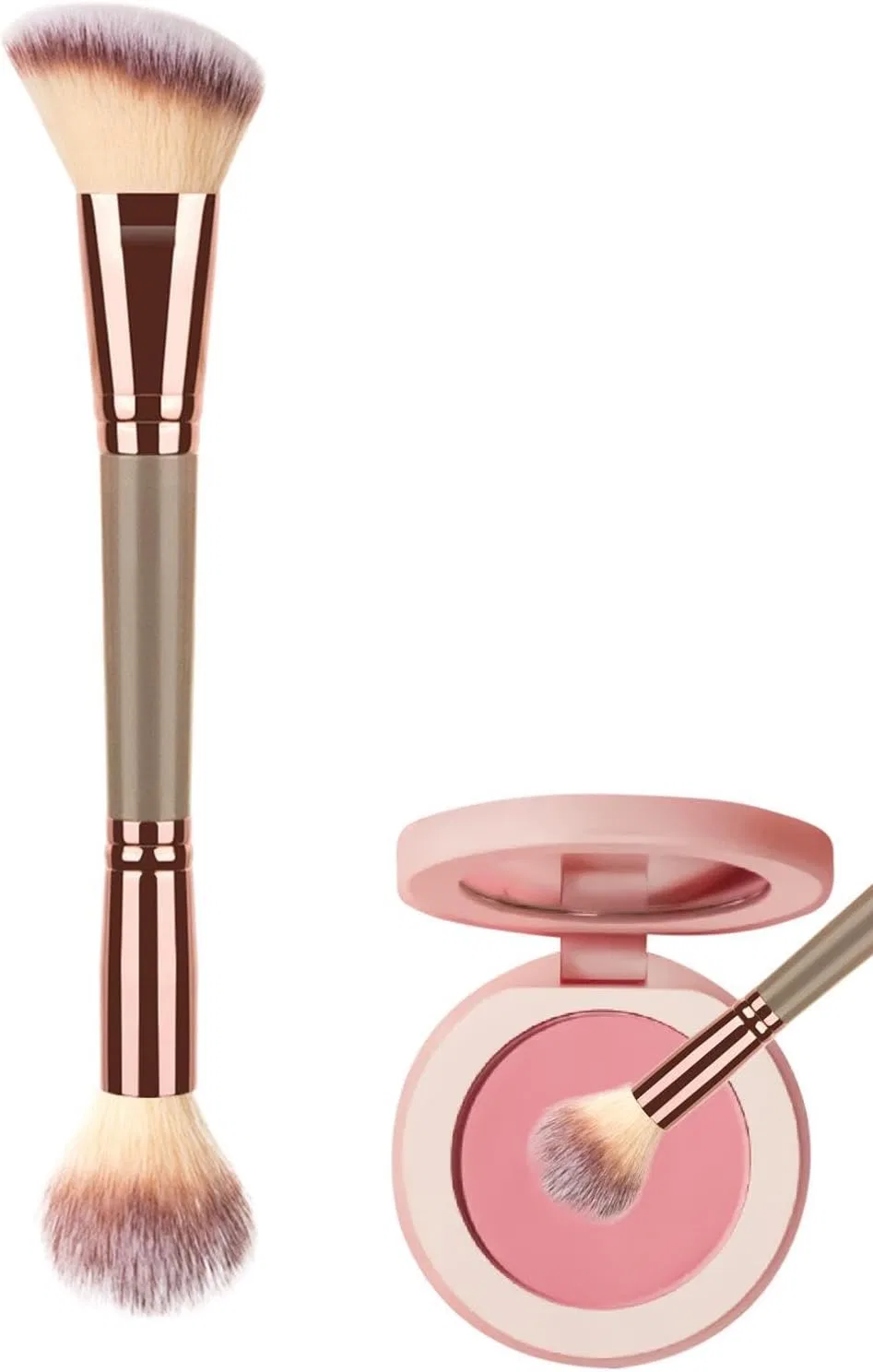 Кисть для макияжа двусторонняя Foundation Brush, мультиколор, 19.5 см