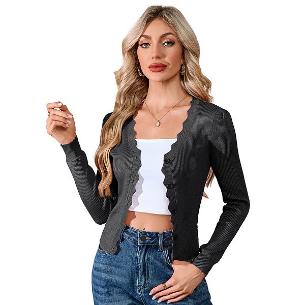 

Женский кардиган slim fitted с пуговицами Kojooin, Black
