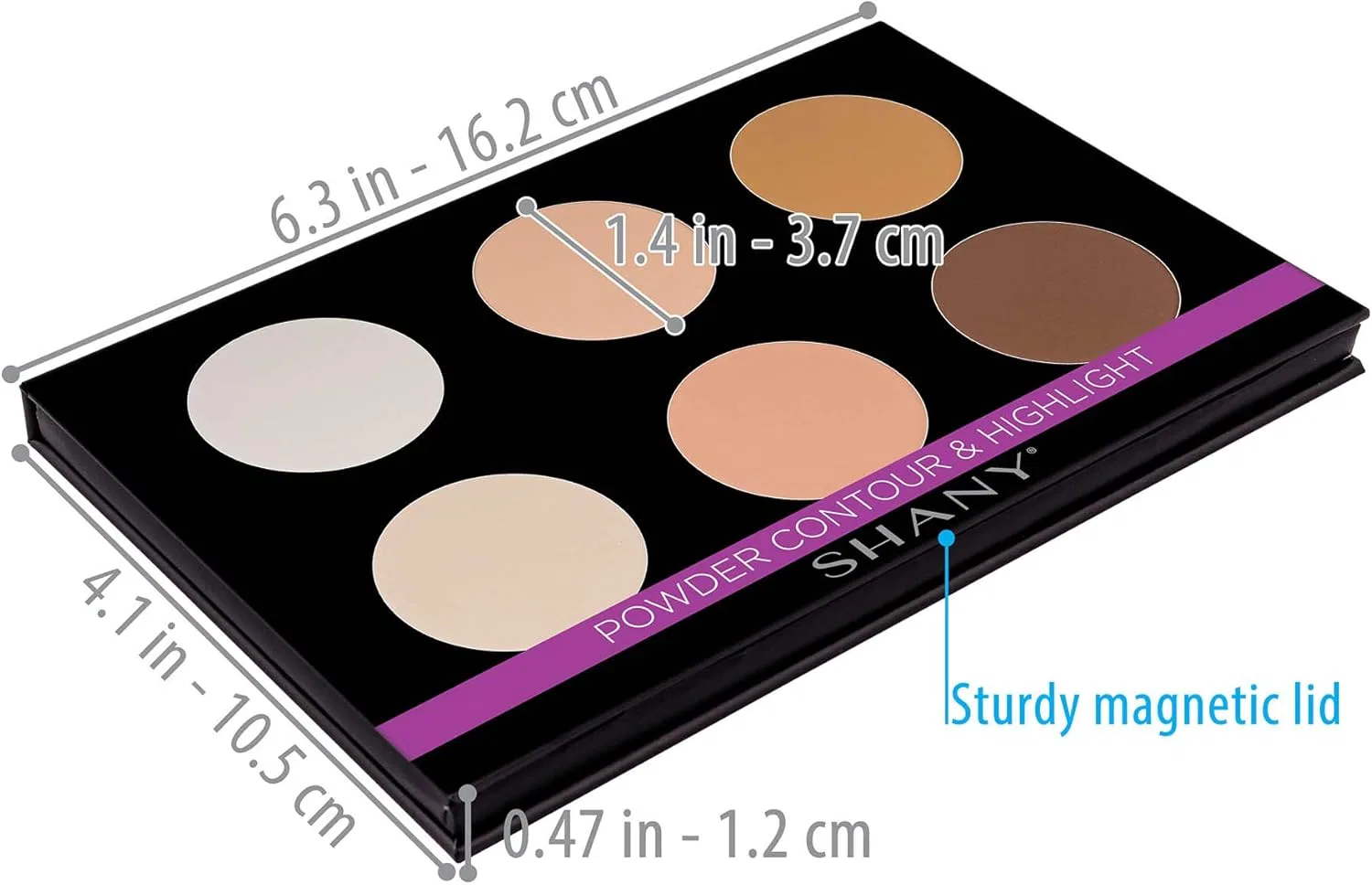 Палетка для контурирования и хайлайтера SHANY Powder Contour & Fluorescent Sculpting Palette, 6 оттенков, матовая — фото 3
