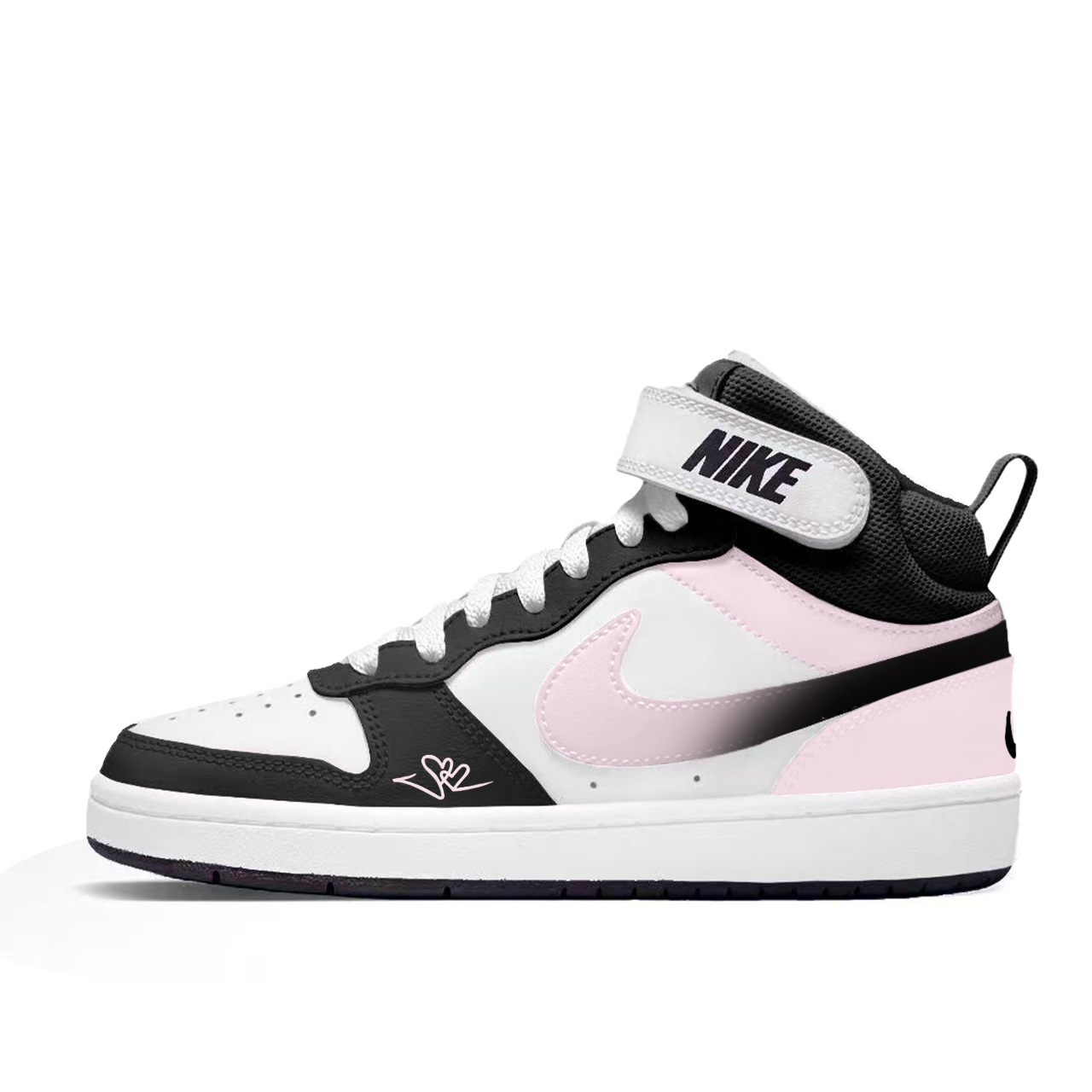 

Nike Court Borough 2 Pink Mist Cream Slip Resistant Abrasion Resistant Mid top Kids' Skateboarding Shoes Black Pink