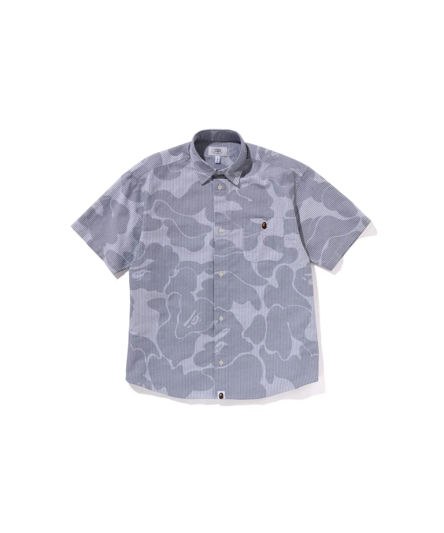 Детская рубашка с камуфляжным принтом STRIPE CAMO RELAXED FIT SS A BATHING APE серая