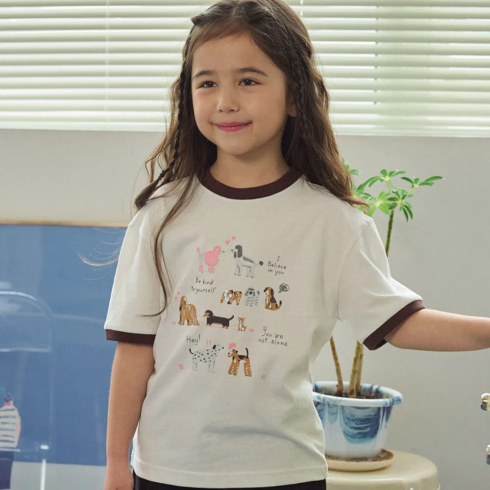 Детская футболка "Cozy Puppy Ringer" цвета айвори от Cpgn Kids