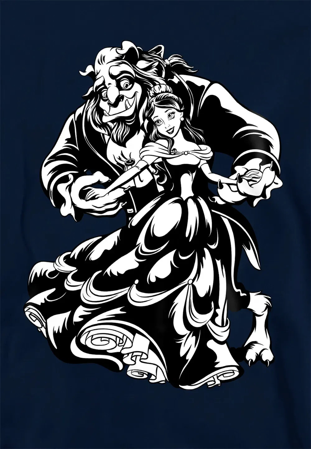 Детский худи с принтом Beauty and Beast, Disney, темно-синий — фото 2