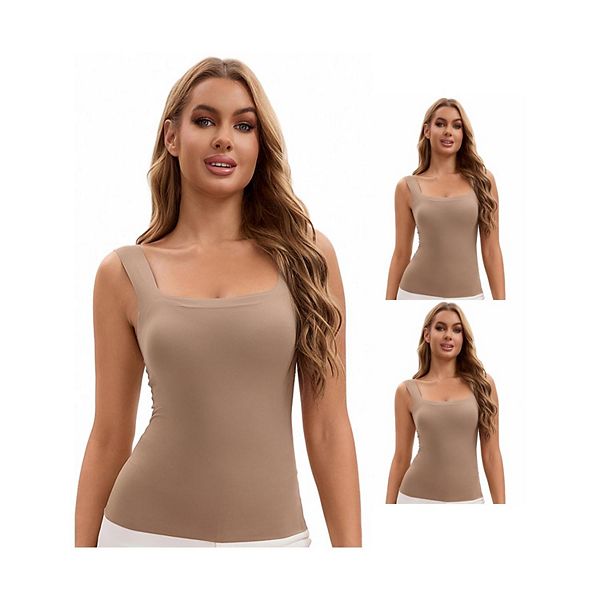 

3 упаковки женских маек u-back с встроенным бюстгальтером silky no show Inspire Chic, Coffee