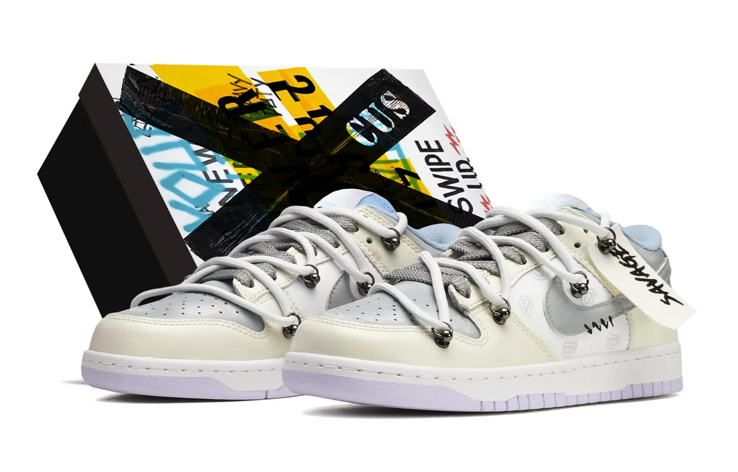 

Кроссовки Nike Dunk Skateboard Shoes Women's Low-Top Yellow/gray/white/purple
