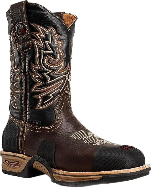 Мужские рабочие ковбойские ботинки King Welt KW4020 Buffalo Brown 10" из премиальной кожи, противоскользящие, с мягким и квадратным носком, на подъем, с защитой носка и пятки от истирания - коричневые Generic, коричневый