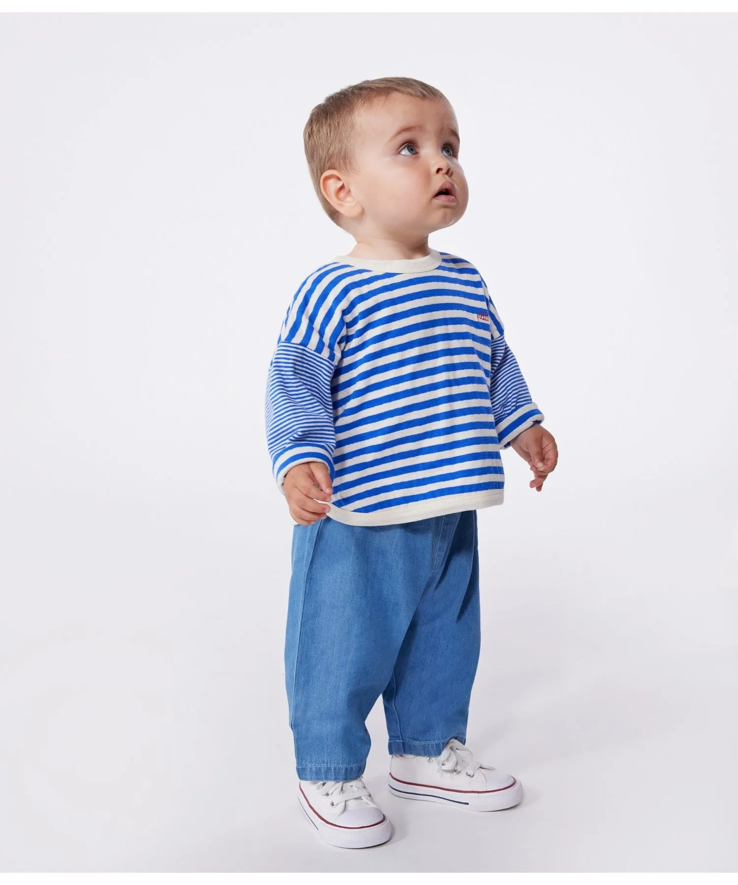 Детская футболка длинный рукав с полосками PETIT BATEAU желтая — фото 4