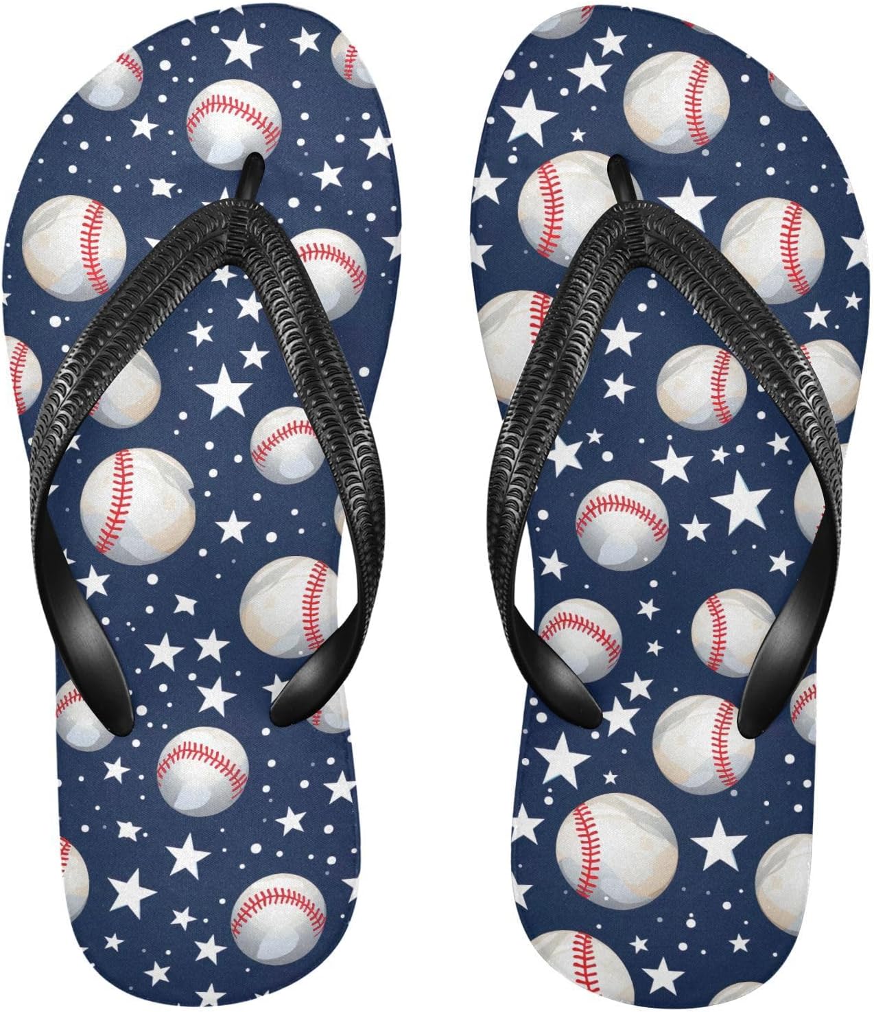 

Женские и мужские шлепанцы SPRIPORT Baseballs Stars Slim, удобные повседневные вьетнамки с мягкой подошвой и противоскользящей резиновой подошвой, для ванной, душа, пляжа и прогулок летом, Multicoloured