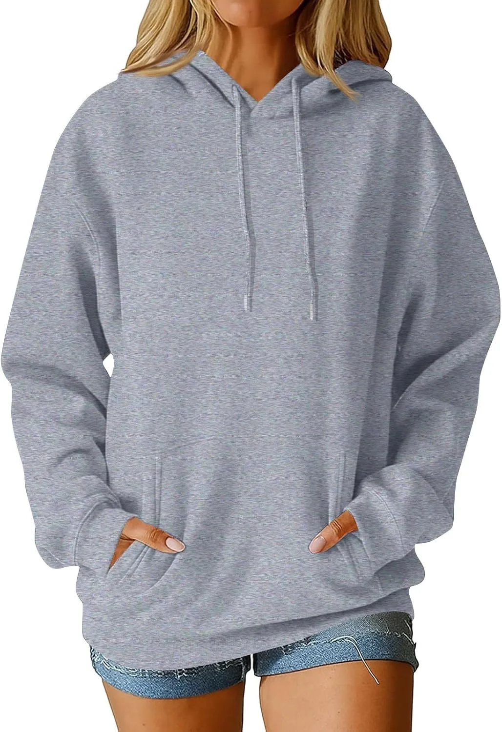 

Kenvita женская худи оверсайз с молнией, легкая, длинный рукав Kenvina