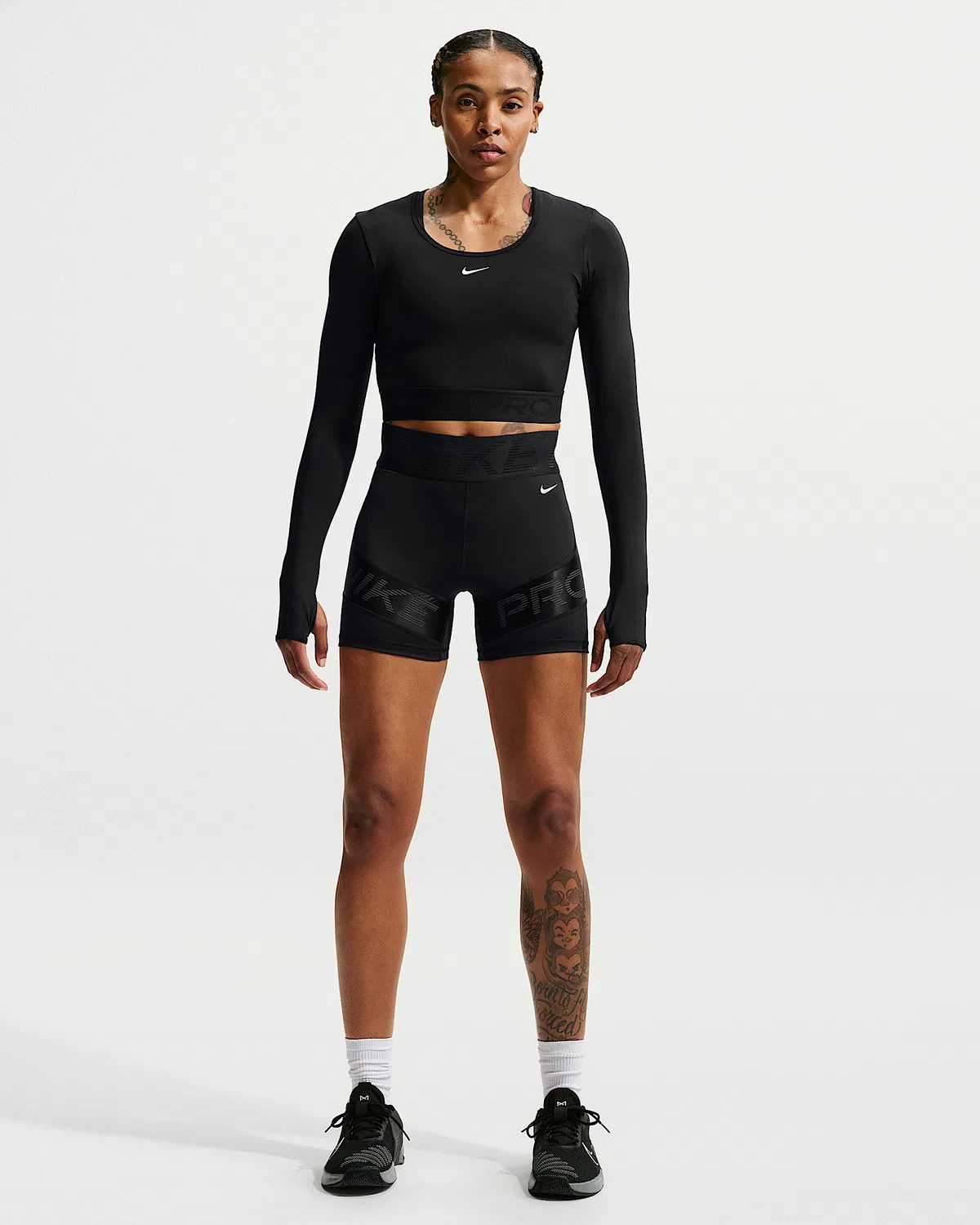 Женский топ Nike Pro Dri-FIT с длинным рукавом, Black/Anthracite/White — фото 4
