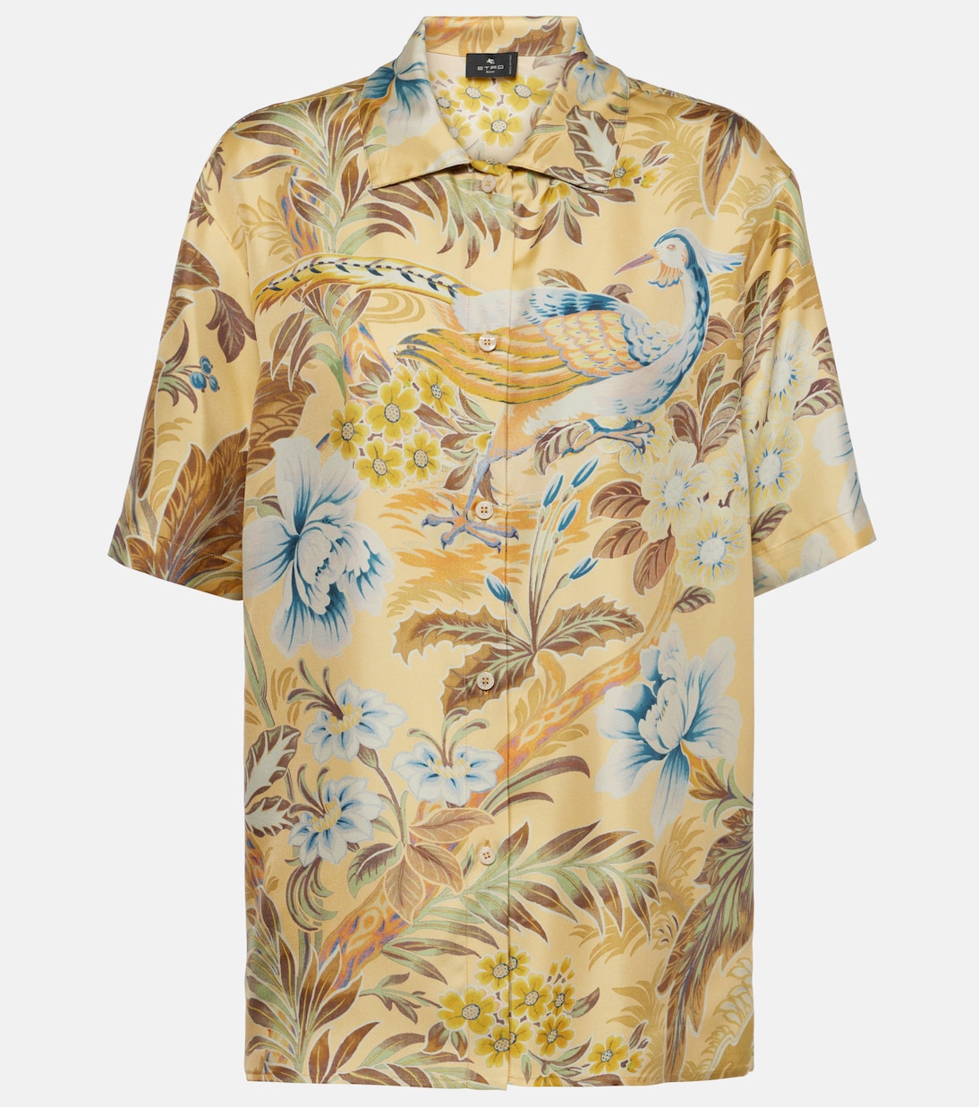 

Шелковая рубашка с цветочным принтом Etro, Print On Yellow Base