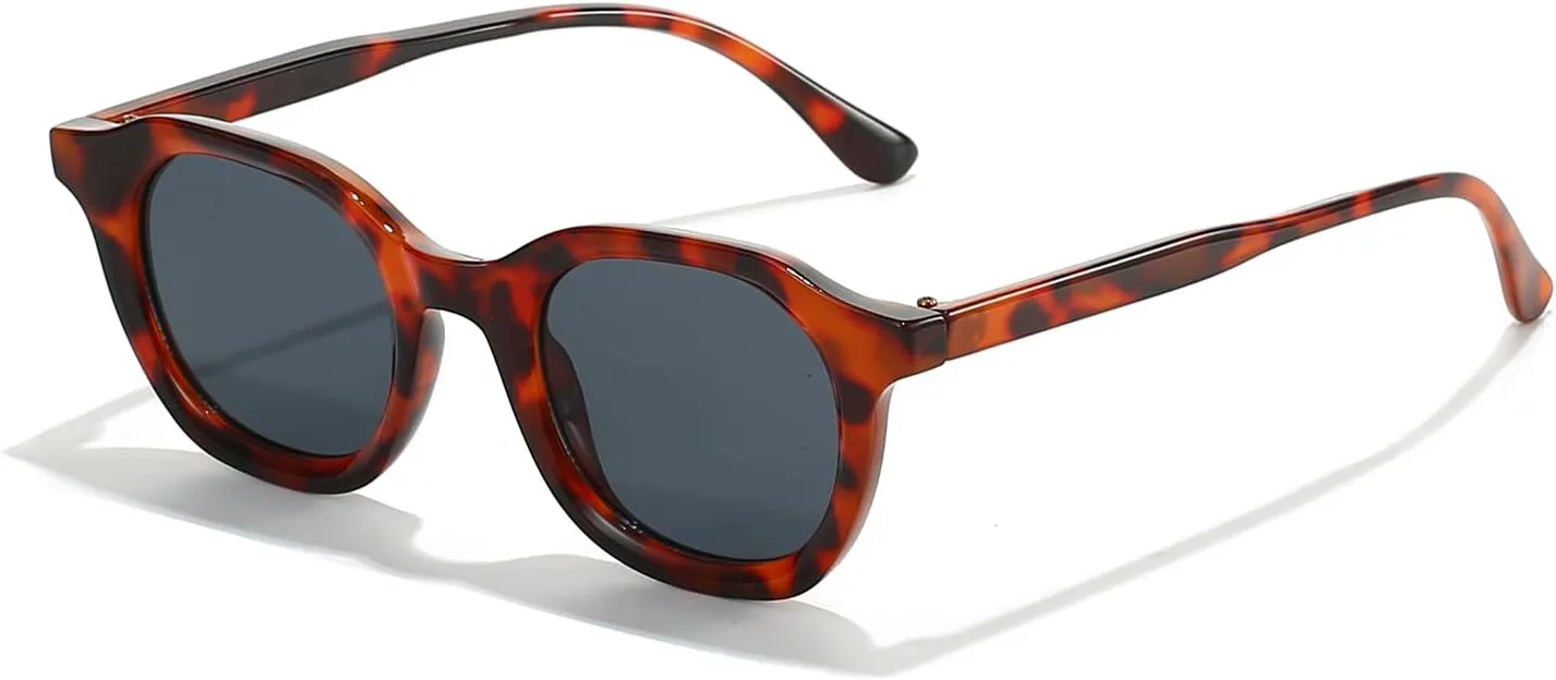 

Ретро круглые солнцезащитные очки для женщин и мужчин, модные простые круглые солнцезащитные очки с защитой от УФ-излучения CUBWOSE, Leopard Frame/Black Lens