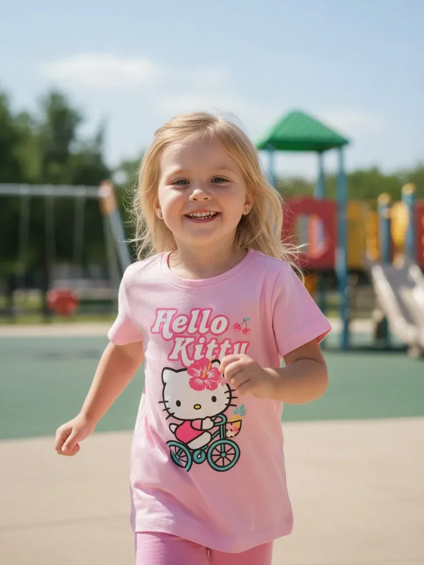 Футболка детская с принтом Hello Kitty, розовая — фото 3
