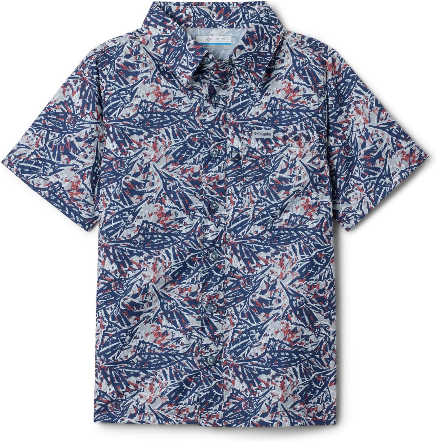 

Columbia Boys Slack Tide рубашка с коротким рукавом, Nocturnal Marlin Palms