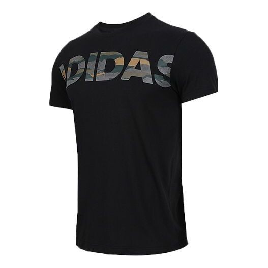 

Футболка logo large alphabet printing short sleeve black Adidas, черный