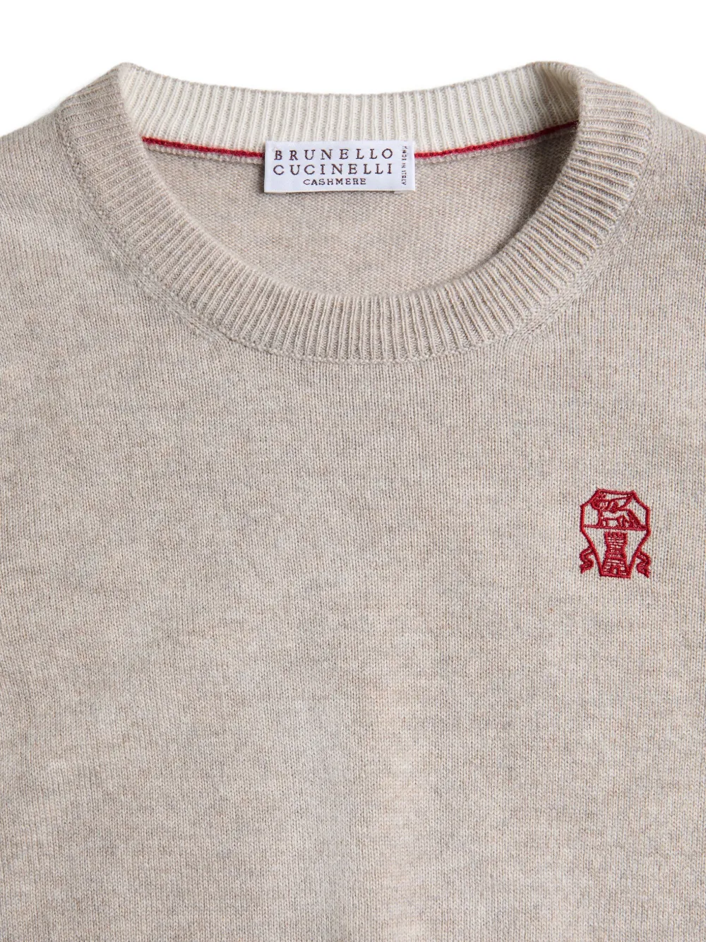 Кашемировый свитер с круглым вырезом и логотипом Brunello Cucinelli Kids, серый — фото 3