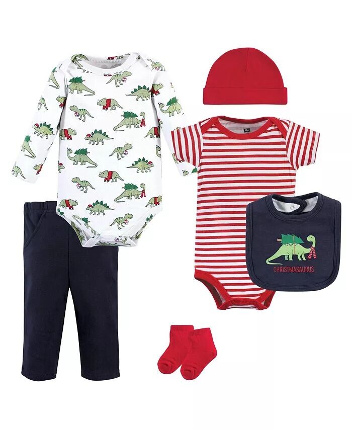 

Хлопковый комплект унисекс для маленьких мальчиков, Christmasaurus Hudson Baby, красный