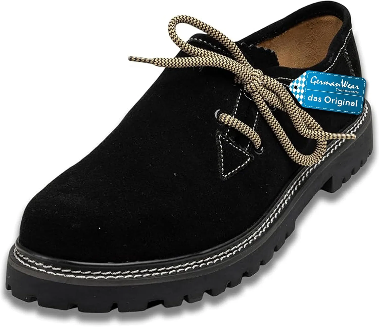 Традиционные немецкие кожаные туфли Haferlschuhe, оригинальные, ручной работы, из замши, с двумя шнурками German Wear, Black