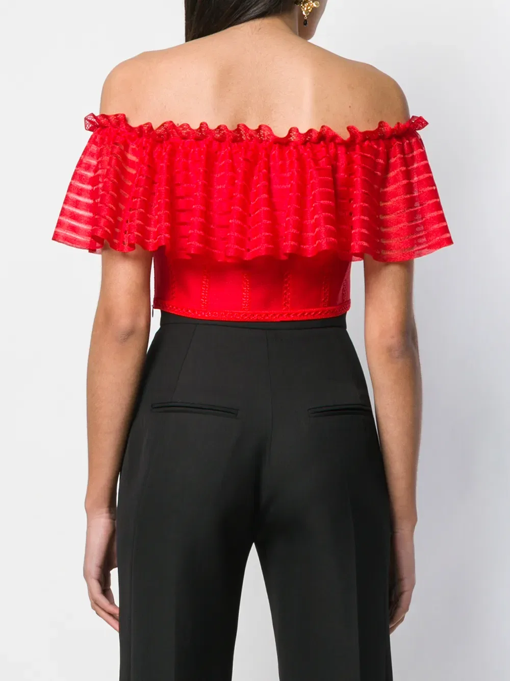 Укороченный топ с открытыми плечами Alexander Mcqueen, красный — фото 4