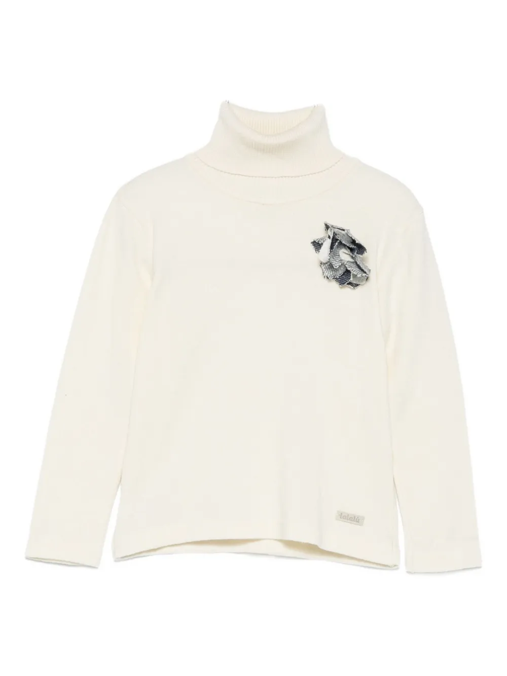 

Свитер с высоким воротом и цветочными аппликациями LALALU, нейтральный