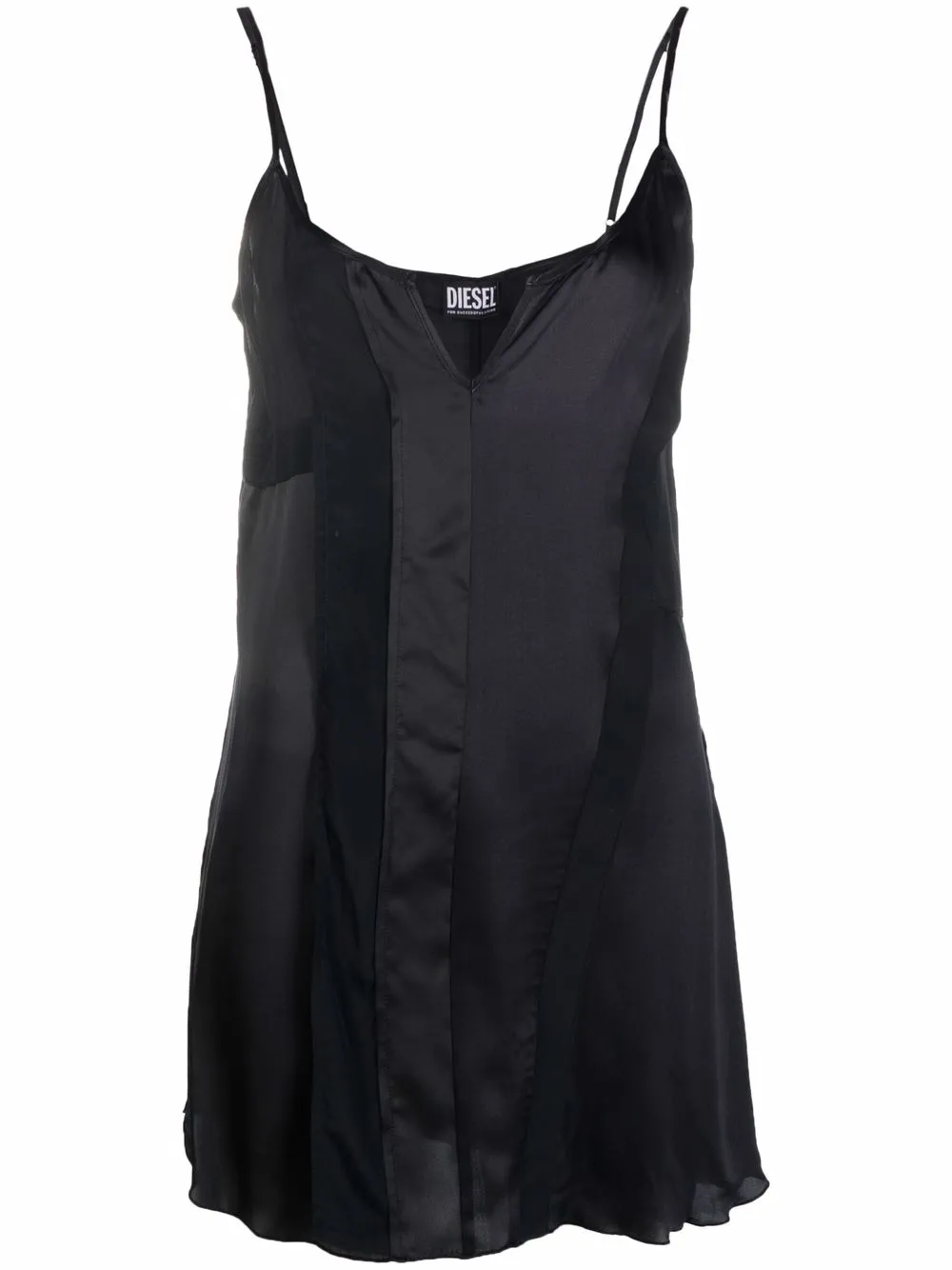 

Атласное платье-комбинация со вставками Diesel, черный