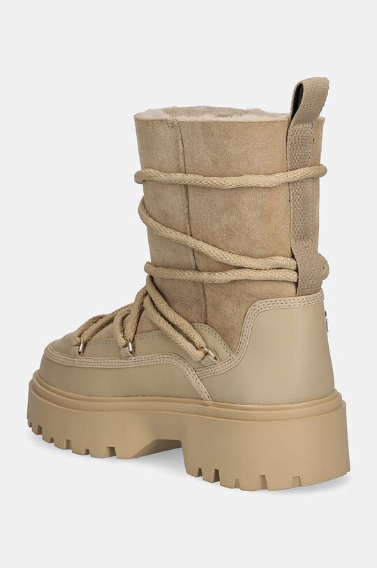 Зимние ботинки Snowboot из натуральной овчины на шнуровке Tommy Hilfiger, бежевый — фото 3
