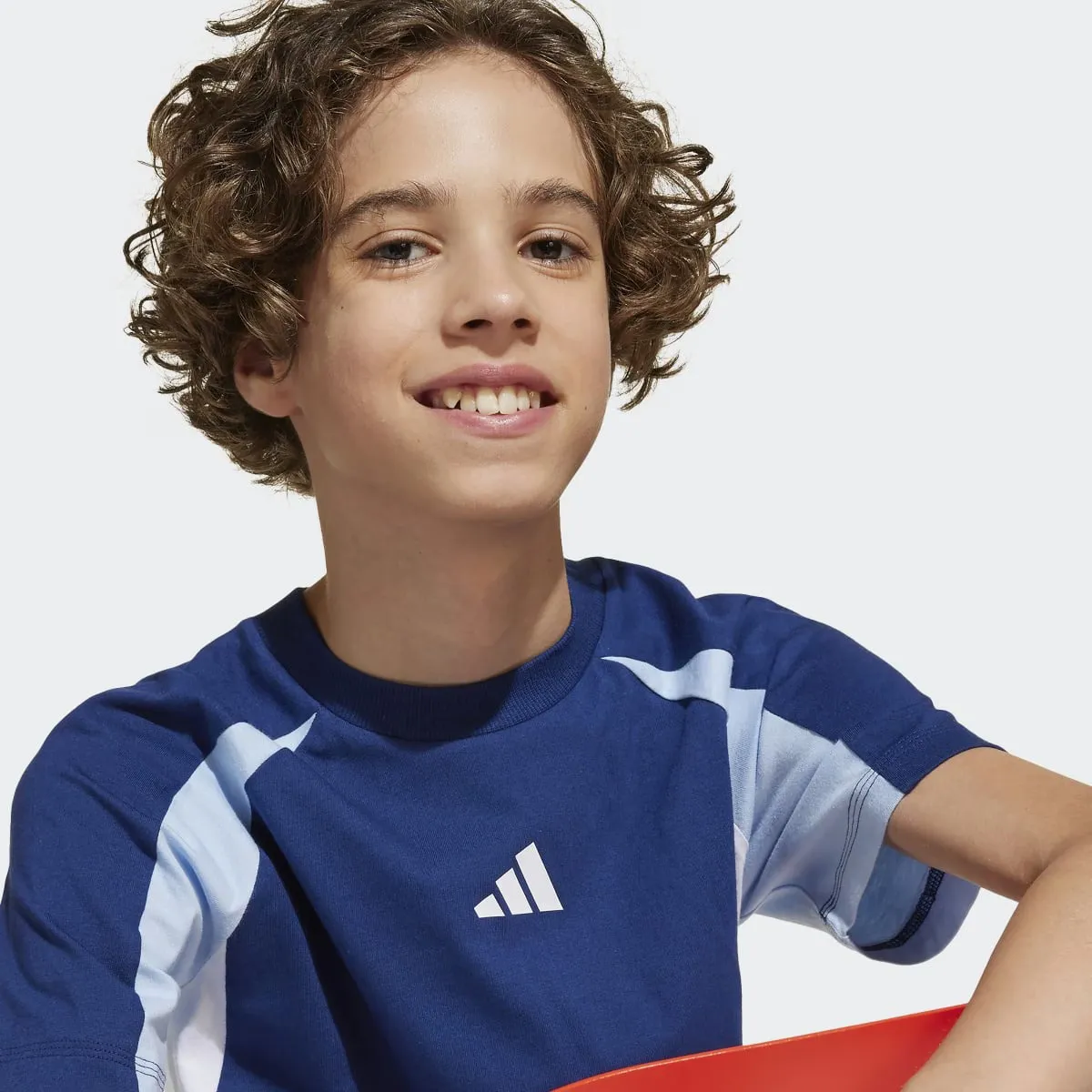 Детская футболка Adidas Seasonal Essentials Colorblock, синий — фото 3