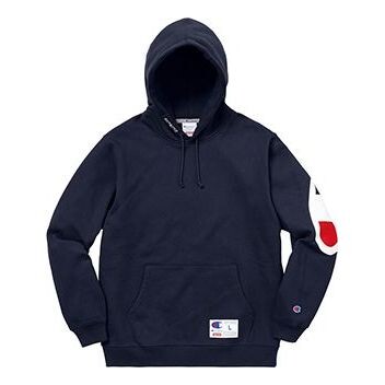 

Толстовка ss18 x champion hooded sweatshirt navy Supreme, синий