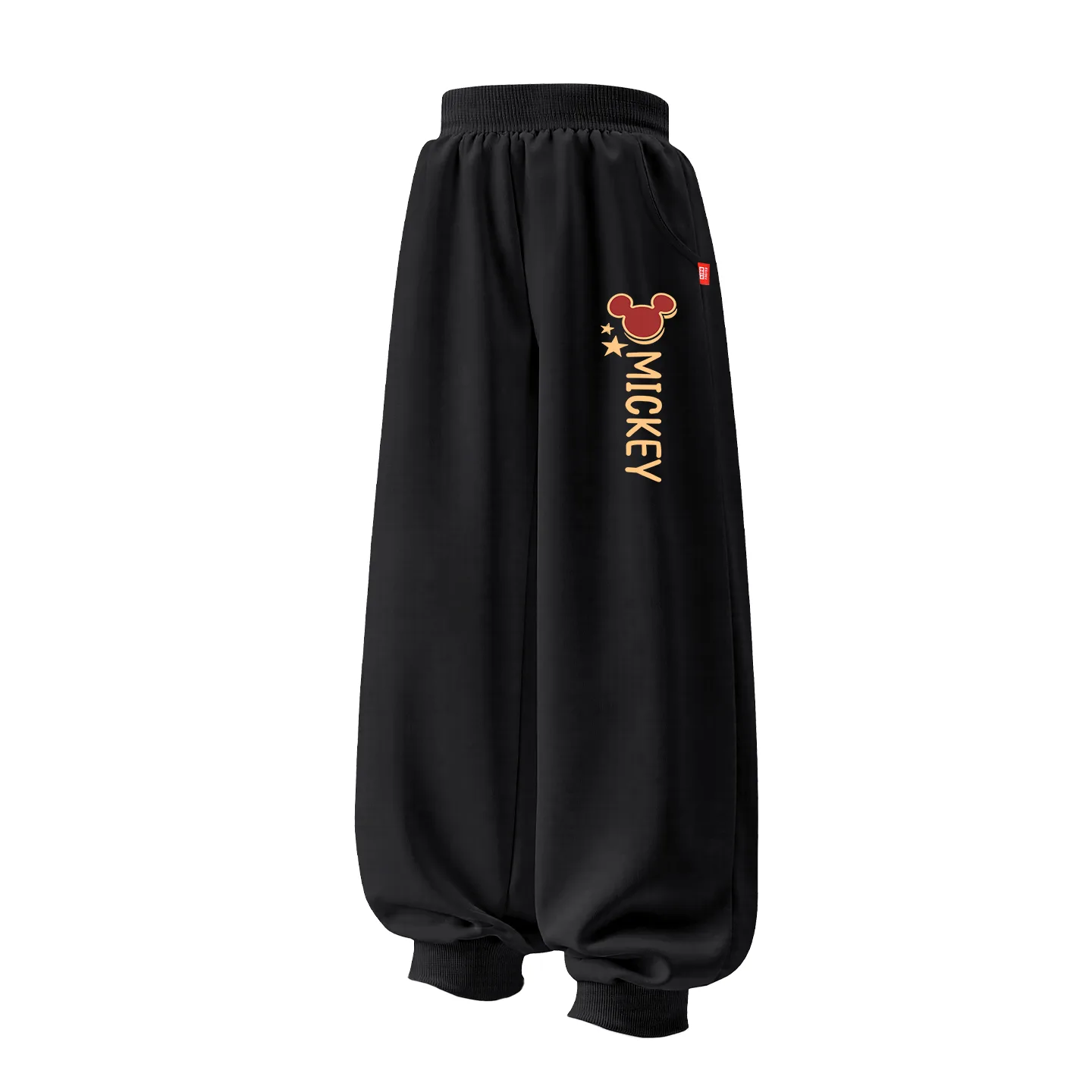 Детские вязаные спортивные штаны утепленные Disney, [Thickened and Fleece-Lined]Di New Year Qi Black