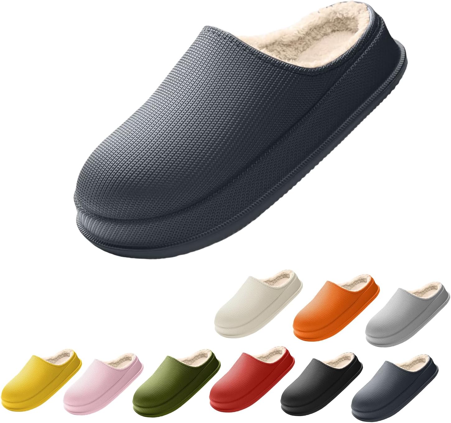 

Домашние тапочки Cloud для женщин и мужчин, водонепроницаемые, теплые зимние тапочки с плюшевой флисовой подкладкой, противоскользящие Generic, темно-серый