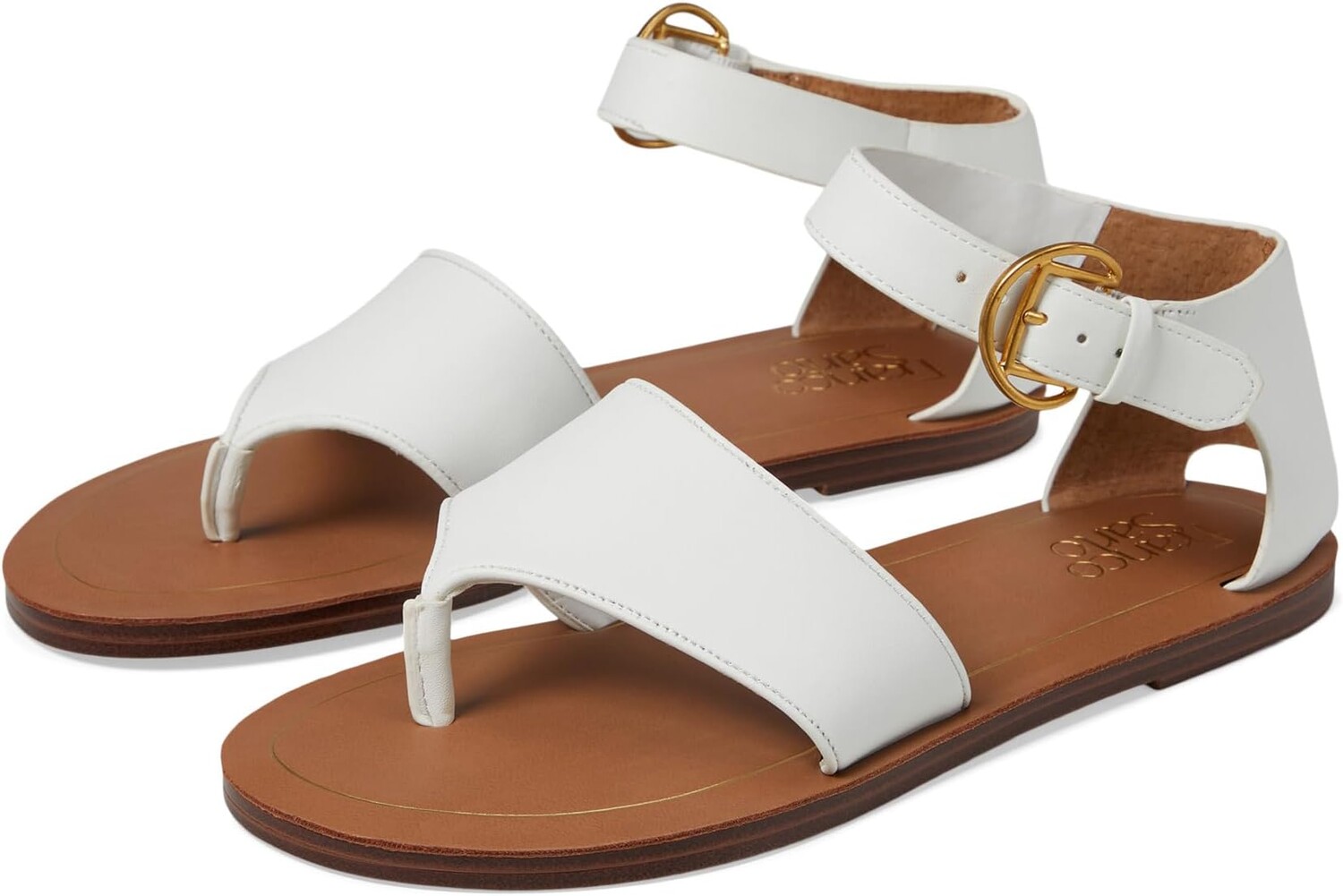 

Сандалии Franco Sarto Ruth Ankle Strap Thong Flat Sandals, цвет White Smooth