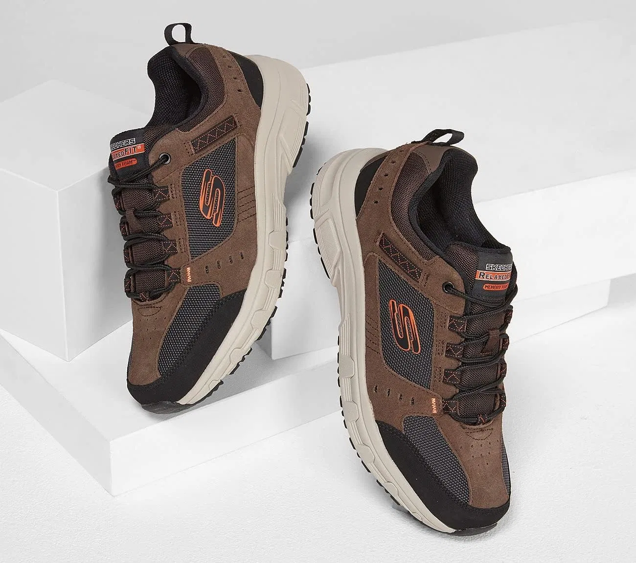 Мужские кроссовки Skechers Oak Canyon, Chocolate Leather Pu Mesh Black Trim — фото 2