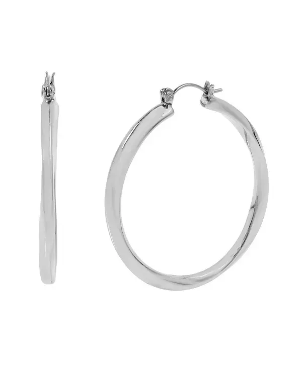 

Большие серьги-кольца из плетеной проволоки Steve Madden, rhodium